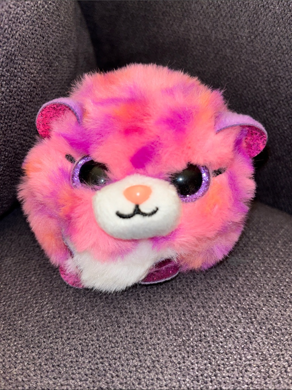 Round Ty plushie - Pink Multi Colored Fluffy beanie baby